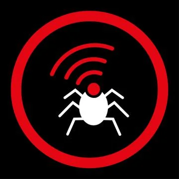 Radio spy bug flat red and white colors rounded vector icon Illustrazione stock