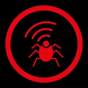 Radio spy bug flat red color rounded vector icon Stockillustratie