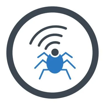 Radio spy bug flat smooth blue colors rounded vector icon Illustrazione stock