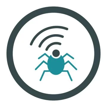 Radio spy bug flat soft blue colors rounded vector icon 스톡 일러스트