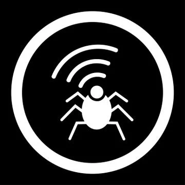 Radio spy bug flat white color rounded vector icon Illustrazione stock