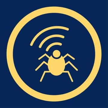 Radio spy bug flat yellow color rounded vector icon Stock Illustration