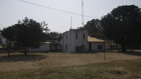 Radio station with antenna on the building Stock Footage 258238511