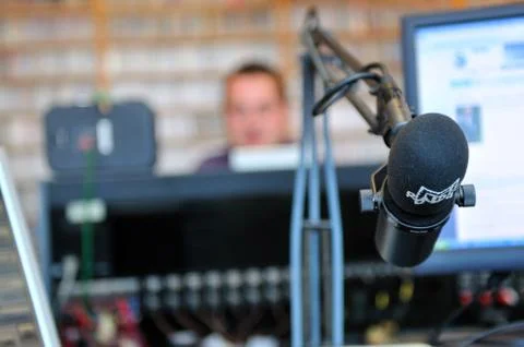 Radio station microphone Stock Photos