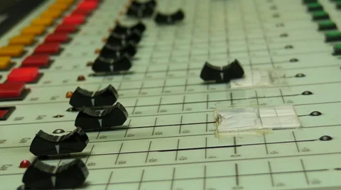 Radio Station - Operator moving - increasing volume control 4 Stock Footage 2805693