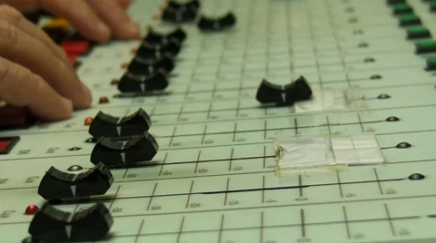 Radio Station - Operator moving- increasing  volume control 1 Stock Footage 2806335