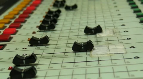 Radio Station - Operator moving - reducing  volume control 3 Stock Footage 2804150