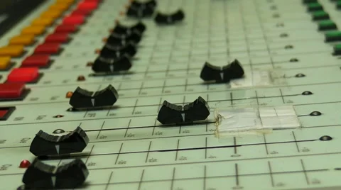 Radio Station - Operator moving - reducing volume control 2 Stock Footage 2805030