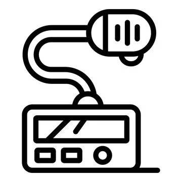 Radio studio microphone broadcasting news and music Illustrazione stock