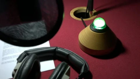 Radio Studio Newscaster/Announcer Cue Light Illuminating Video stock 135581663