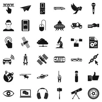 Radio technology icons set, simple style Stock Illustration
