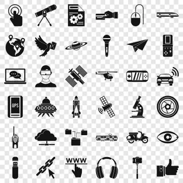 Radio technology icons set, simple style 스톡 일러스트