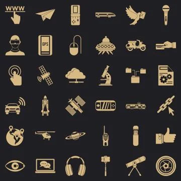 Radio technology icons set, simple style Stock Illustration