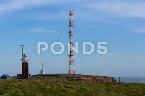 Radio technology tower on the island Stock Photos