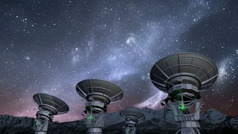 Radio telescope array night time-lapse Vidéo 92850673