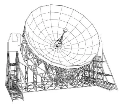 Radio Telescope concept outline. Vector 스톡 일러스트