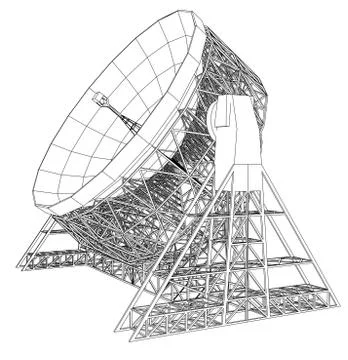 Radio Telescope concept outline. Vector Stock-Illustration