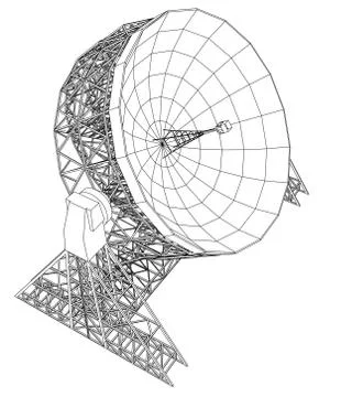 Radio Telescope concept outline. Vector Stock Illustration