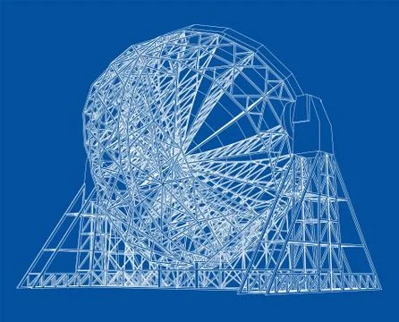 Radio Telescope concept outline. Vector Stock Illustration