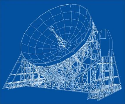 Radio Telescope concept outline. Vector Stock-Illustration