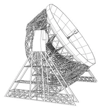 Radio Telescope concept outline. Vector Stock-Illustration