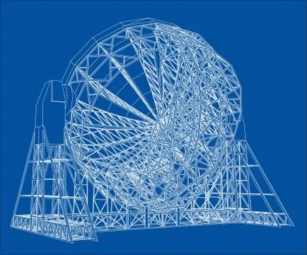 Radio Telescope concept outline. Vector Stock-Illustration