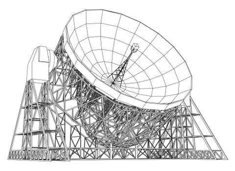 Radio Telescope concept outline. Vector Stock Illustration