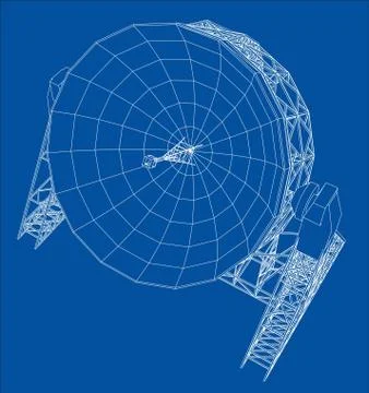 Radio Telescope concept outline. Vector Stock Illustration