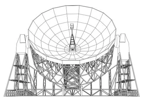 Radio Telescope concept outline. Vector Stock-Illustration