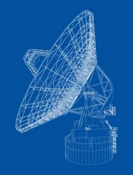 Radio Telescope concept outline. Vector Stock Illustration