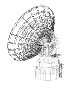 Radio Telescope concept outline. Vector Stock Illustration