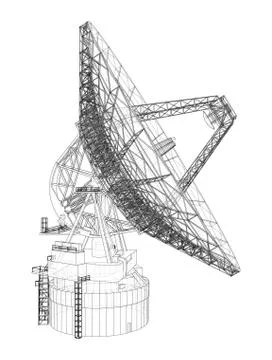 Radio Telescope concept outline. Vector Stock-Illustration