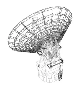 Radio Telescope concept outline. Vector Stock Illustration
