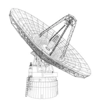 Radio Telescope concept outline. Vector Stock Illustration
