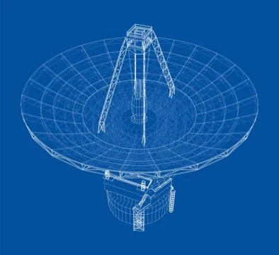 Radio Telescope concept outline. Vector Stock Illustration