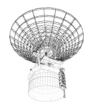 Radio Telescope concept outline. Vector 스톡 일러스트
