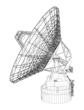 Radio Telescope concept outline. Vector 스톡 일러스트