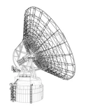 Radio Telescope concept outline. Vector Stock Illustration