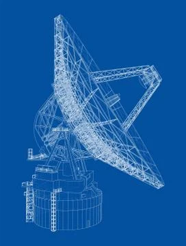 Radio Telescope concept outline. Vector Stock Illustration