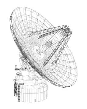 Radio Telescope concept outline. Vector 库存插图
