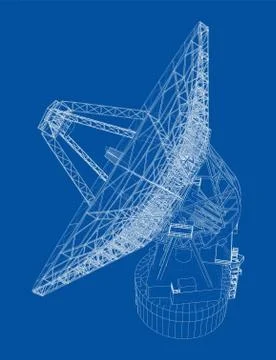 Radio Telescope concept outline. Vector Stock-Illustration