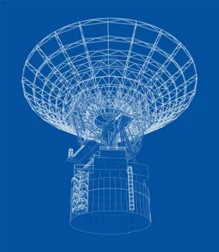 Radio Telescope concept outline. Vector イラスト素材
