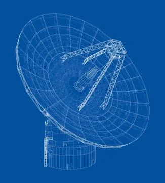 Radio Telescope concept outline. Vector 스톡 일러스트