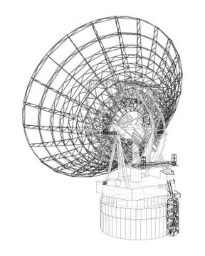 Radio Telescope concept outline. Vector Stock Illustration