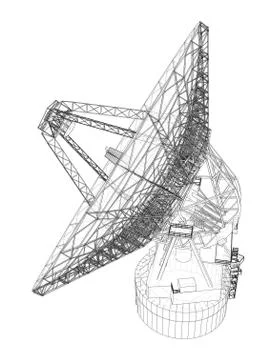 Radio Telescope concept outline. Vector Stock Illustration