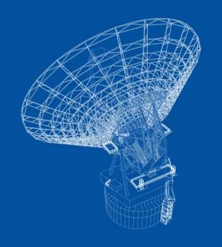 Radio Telescope concept outline. Vector Stock-Illustration