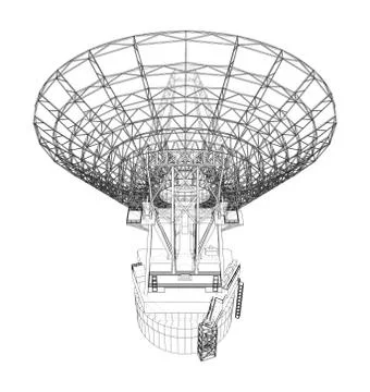 Radio Telescope concept outline. Vector 库存插图