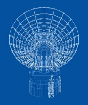Radio Telescope concept outline. Vector Stock Illustration