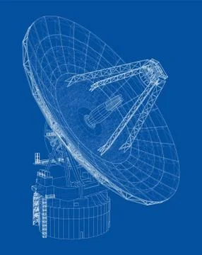 Radio Telescope concept outline. Vector 스톡 일러스트