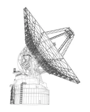 Radio Telescope concept outline. Vector 库存插图